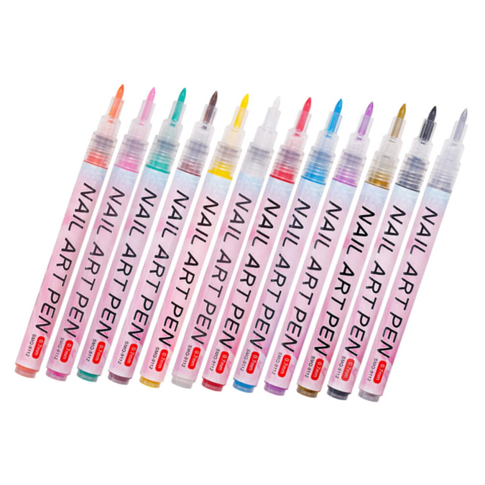 12pc Nail Art Pens Set Ergonomic Doodle Pen for Pet Nail Painting Comfortable Long-Lasting Use for Art and Graffiti
