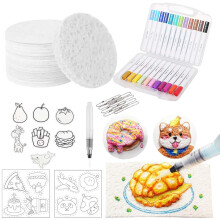 Magic Puffy Paint Kit - 3D Foam Texture Drawing Set with Blank Canvas Sponge Paper and DIY Bubble Drawing Pens (Circle)