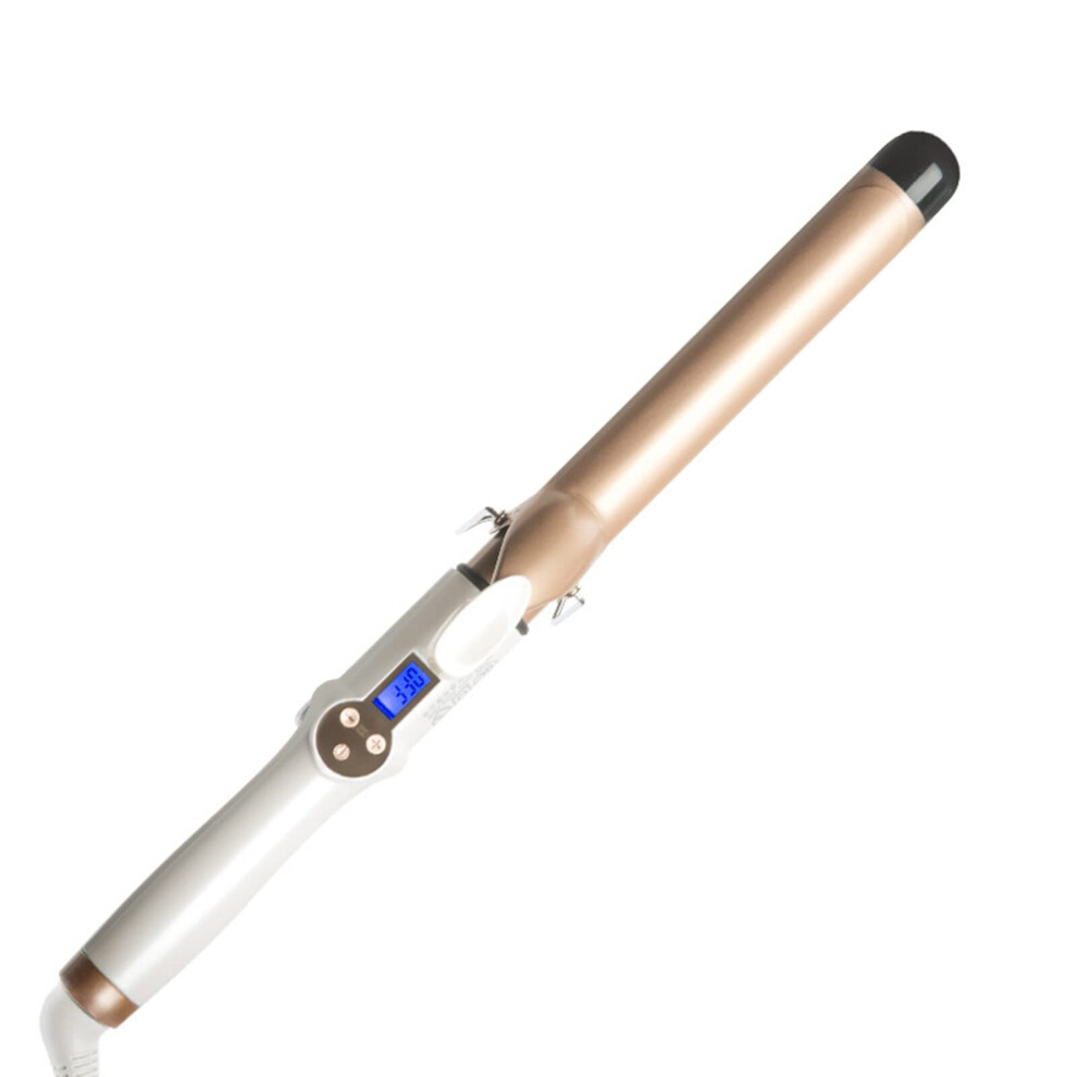 32mm Electric Curling Iron Tongs Large Ceramic Wand for Wet and Dry Hair in Champagne Color - No Damage to Hair