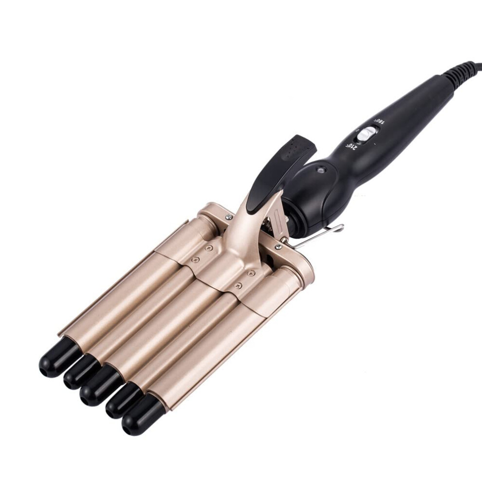 Curling Iron 5 Barrel 3/4 Inch Ceramic Beach Waver Hair Curler with 2 Temperature Settings for All Hair Types 110-240V