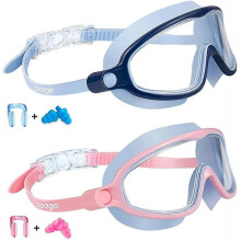 swim goggles, 2 pack anti-fog anti-uv wide view swimming goggles for kids 3-15