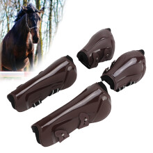 4pcs Adjustable Horse Tendon Boots Front & Hind Brown XL