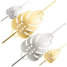 Unique Leaf Design Hairpin for Hair Buns and Ponytails - Silver Hair Accessories for Girls - Elegant Barrettes