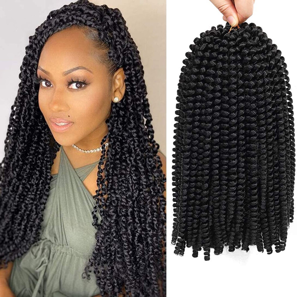 Unisex 12 Inch Spring Twist Crochet Braids Hair For Butterfly Locs Synthetic Fluffy Extensions In Ombre Colors 3 Packs 1B