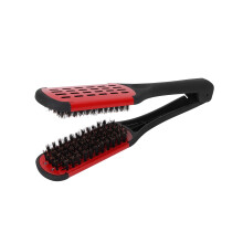 Pinza doble para plancha de cabello, resistente al calor, cepillo para dar volumen