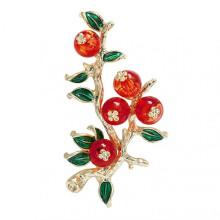 Autumn Winter Luxury Persimmon Shape Brooch Chinese Style New Year Pin Suit Lapel Badge Clothing Coat Accessories