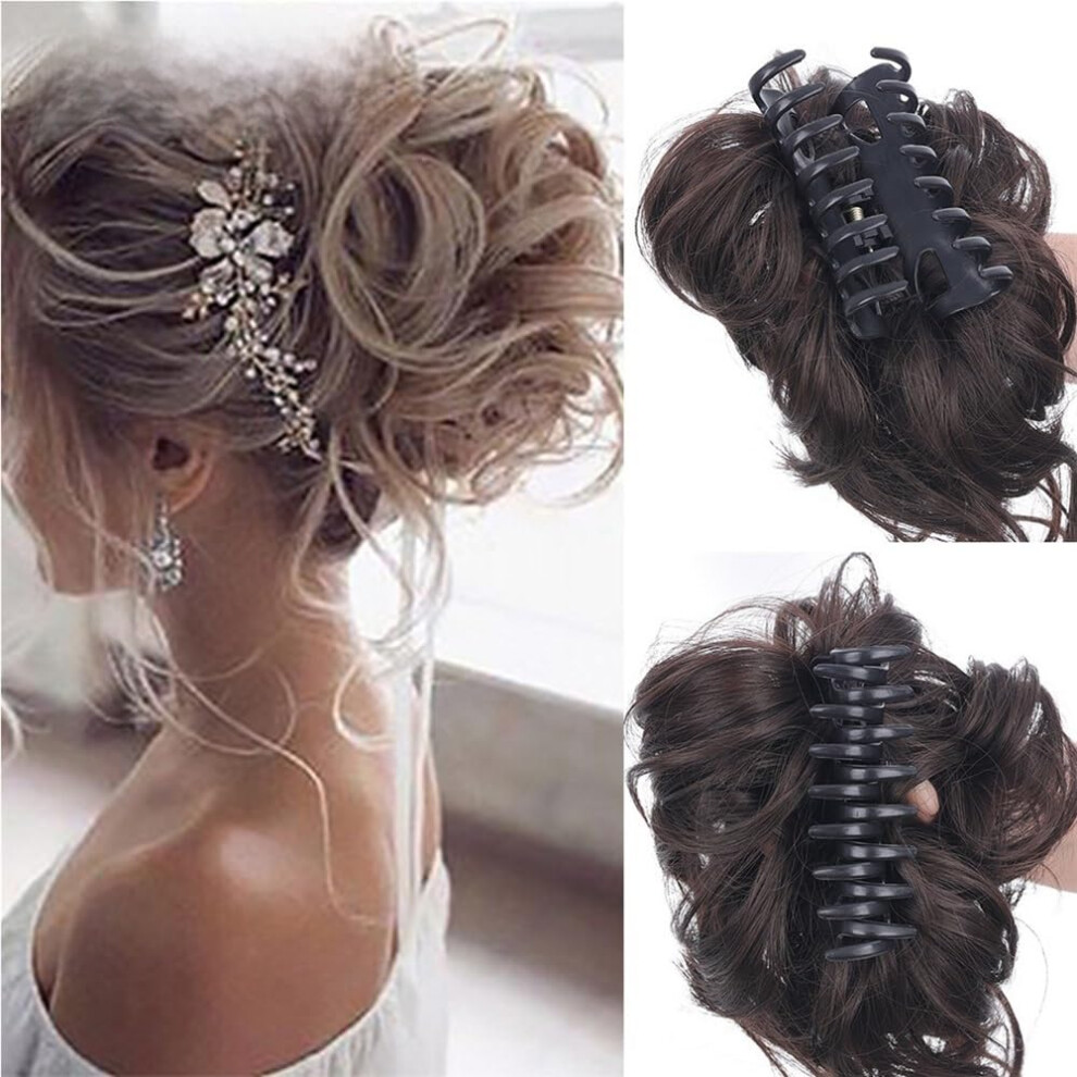 Bun Hair, 25cm Messy Hair Bun Wig with Clasp, Long Beard, Gray Lazy Wind Style for Women