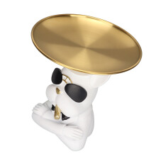 Piatto-scultura Bulldog bianco+giallo 6,34,3 pollici