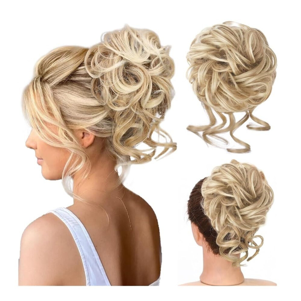 Hair Bun - Messy Fluffy Curly Wig Hair Bun for Women, Long Brown Hair Loop for Daily Wear and Comfort