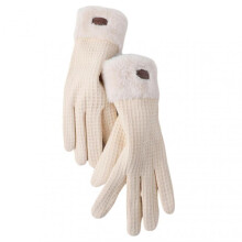 1 Pair Winter Gloves Soft Plush Thickened Windproof Cold Resistant Touchscreen Solid Color Five Fingers Anti-slip Waffle Pattern Lady Cycling Gloves