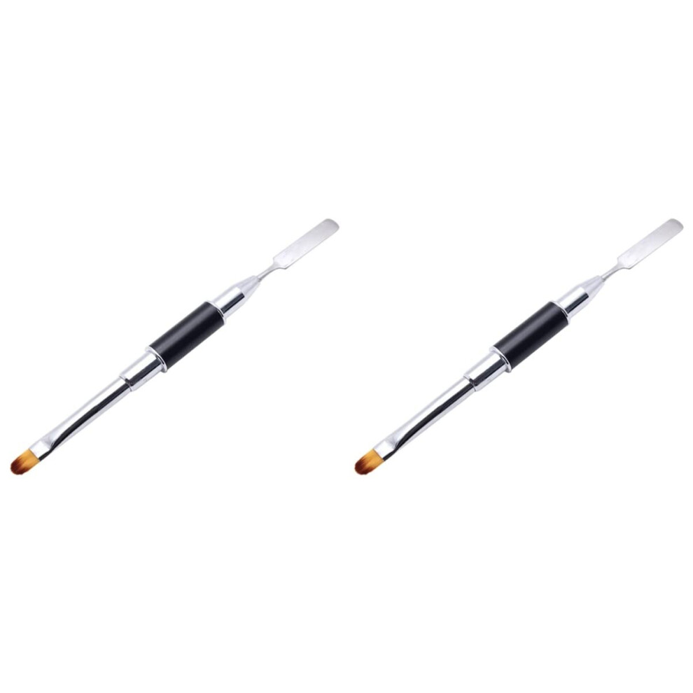 2pcs Flat Brush Pen Set for Builder Gel Nail Art, Precision Manicure Brushes for Acrylic and Gel Nail Design