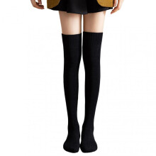 1 Pair Japanese Style Solid Color Thickened Thigh Stockings Autumn Winter Women Over Knee Socks