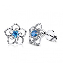 1 Pair Stud Earrings Flower Shape Rhinestones Jewelry Fashion Appearance Korean Style Ear Studs for Daily Wear