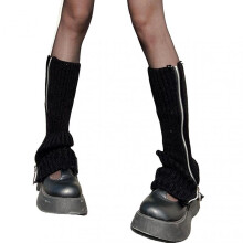 1 Pair Autumn Winter Women Leg Warmers Knitted Japan Style Zipper Up Boot Socks for Daily Wear