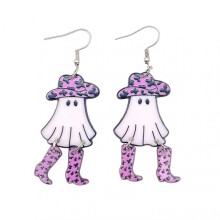 1 Pair Women Halloween Earrings Exaggerated Cartoon Ghos Face Chicken Frog Shape Colorful Anti-rust Lightweight Hook Earrings Lady Ear Jewelry