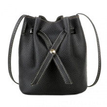 Shoulder Bag Drawstring Buckle High Capacity Lychee Pattern Women Bucket Purses Hand Bag Fashion Accessories