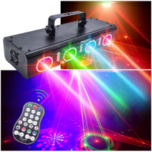 Party Lights DJ Disco Lights with 3D Sound Sensing, Laser Flash Stage Projector for Home, Christmas, Halloween, and Birthday Decor