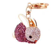 Rhinestone Keychain Pendant Attractive Exquisite Craftsmanship Decorative Eco-friendly Allergy Prevention Decorate Zinc Alloy Year of The Rabbit Penda
