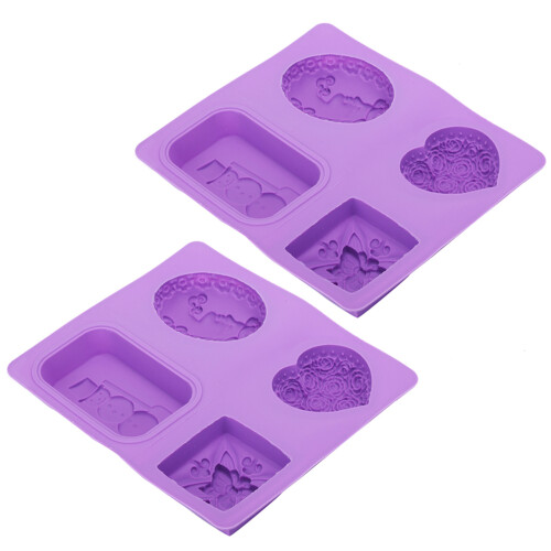 2Pcs Silicone Soap Mold 4Grids DIY HandMade 2