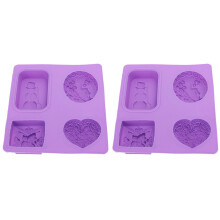 2Pcs Silicone Soap Mold 4Grids DIY HandMade
