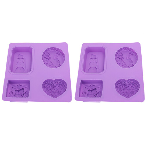 2Pcs Silicone Soap Mold 4Grids DIY HandMade