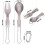 Portable Titanium Foldable Camping Cutlery Set with Carabiner 7