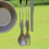Portable Titanium Foldable Camping Cutlery Set with Carabiner 8