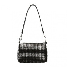 Women Crossbody Bag Shiny Rhinestone Rectangle Portable Handle Faux Leather Metal Shoulder Strap Single Shoulder Bag Daily Use