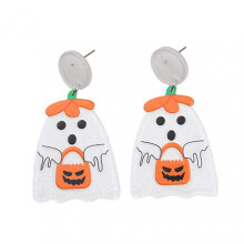 1 Pair Creative Pumpkin Flower Ghost Skull Dangle Earrings Vintage Acrylic Exaggerated Halloween Stud Drop Earrings Jewelry Accessories Gift