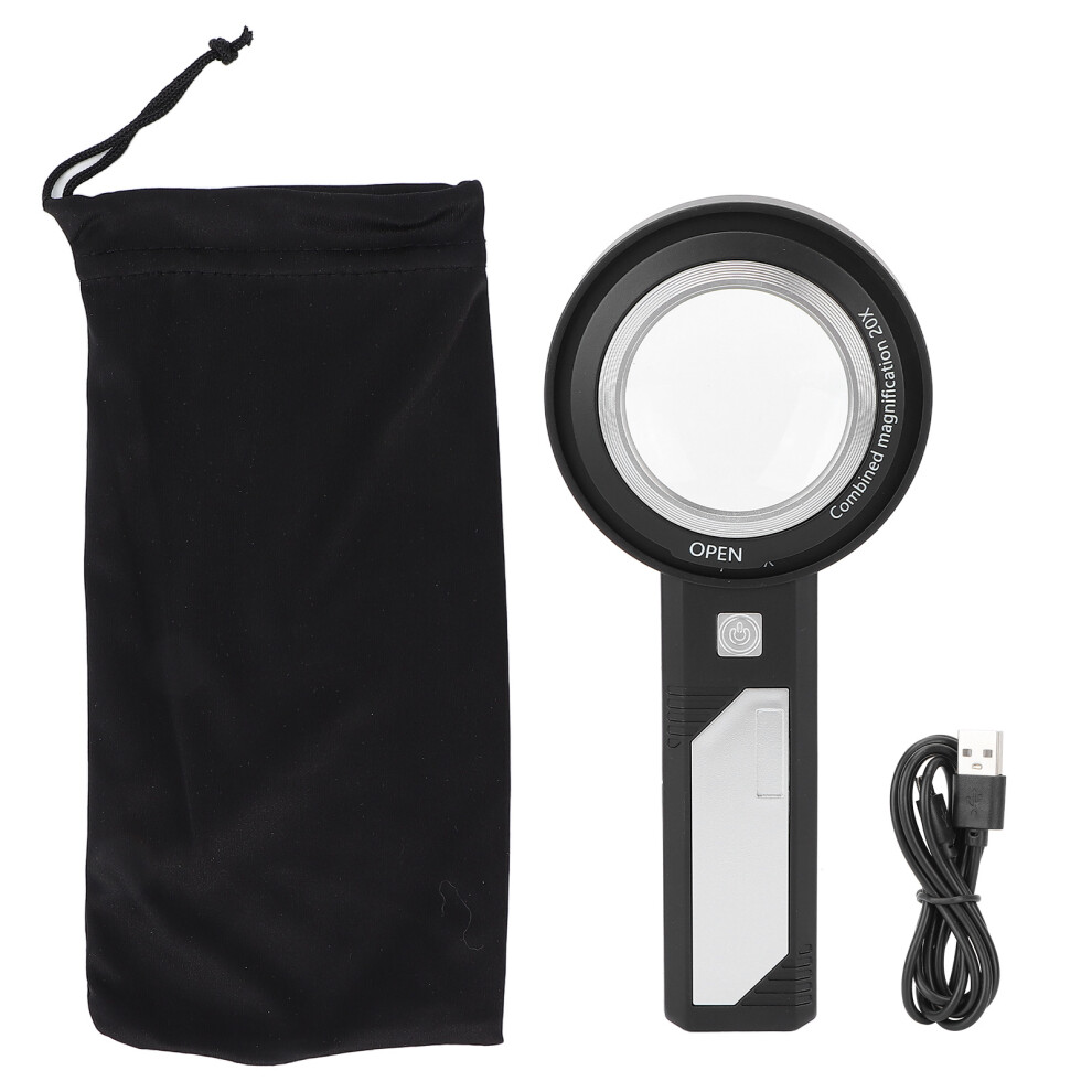 Light 8X 20X Magnifying Glass Elderly Portable Handheld