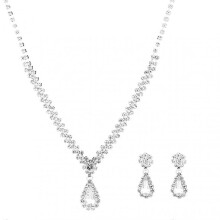 1 Set Bridal Necklace Earrings Water Drop-shaped Rhinestone Jewelry Korean Style Sparkling Jewelry Set for Wedding