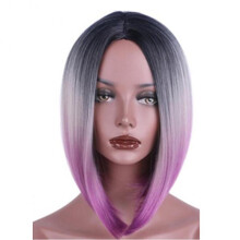 Women Heat-resistant Fiber Short Straight Gradient Hair Wig Extension Hairpiece
