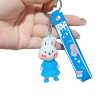 Rabbit Key Chain Cartoon Multi-purpose Three-dimensional Realistic Look Reusable Decorative with Lanyard Cute Bunny Mobile Phone Bag Car Keychain