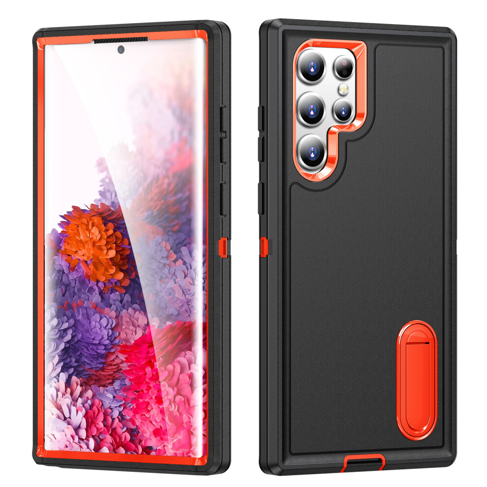 (+Orange) For Samsung Galaxy S22 Ultra 5G Case Black/Orange 6914271709507