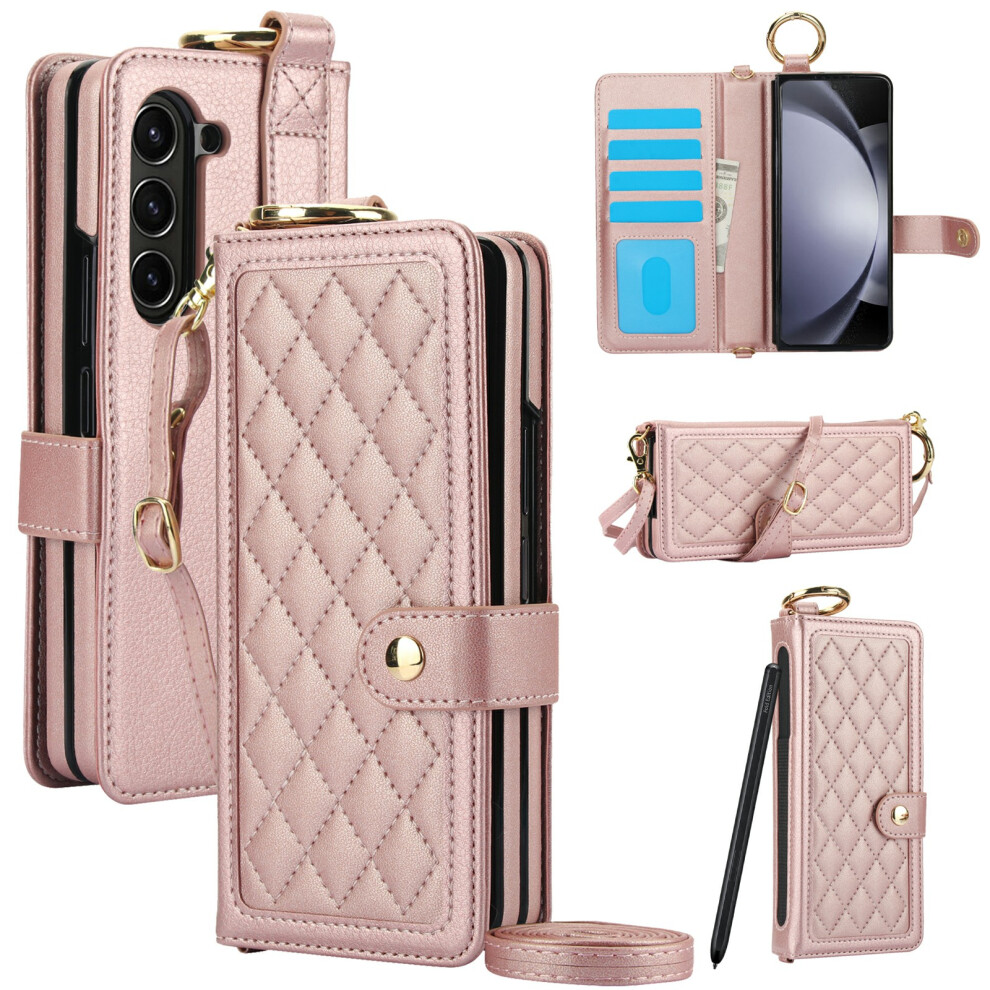 (Rose ) For Samsung Galaxy Z Fold5 5G Case Gold 6914272271614