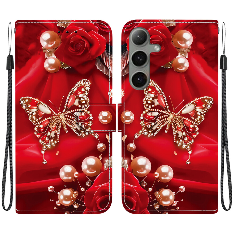 (Pearl Butterfly Rose) For Samsung Galaxy S25 Case White 6914277907570