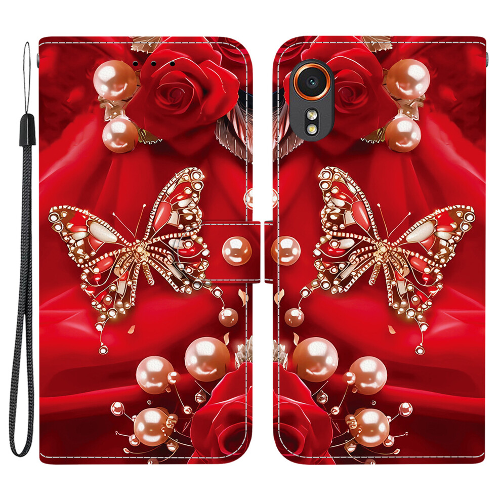 (Pearl Butterfly Rose) For Samsung Galaxy Xcover7 Case White 6914275179979