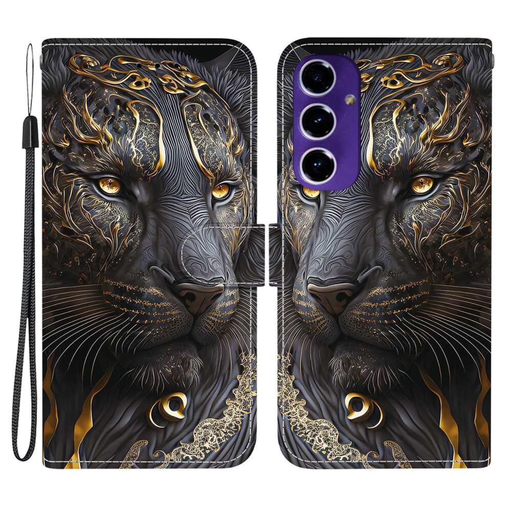 (Black Gold Lion) For Samsung Galaxy S24 Fe Case Black,Gold 6914276593743
