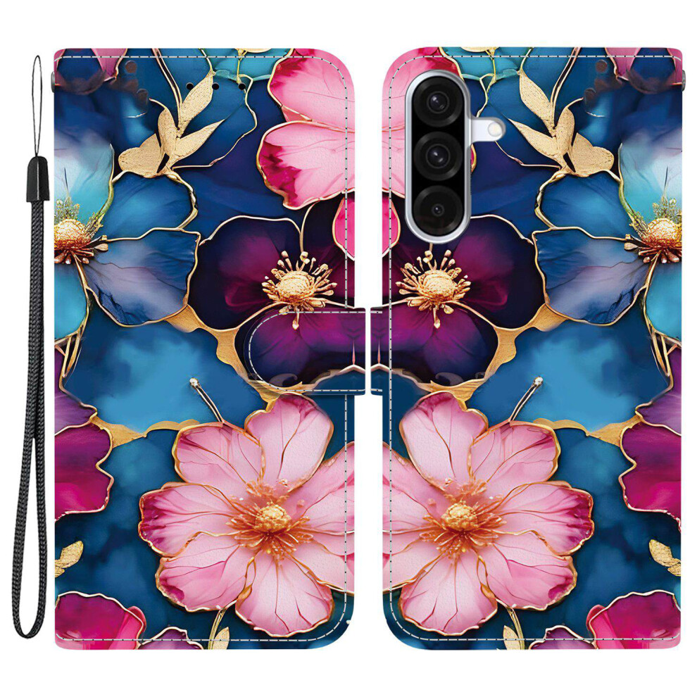 (Blue Gold Flower) For Samsung Galaxy A26 5G Case Blue,Gold 6914270685055