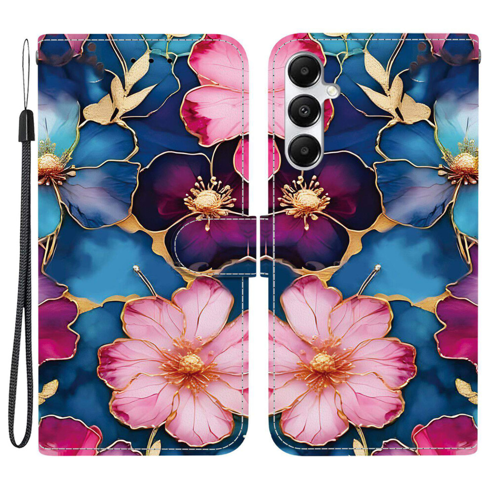 (Blue Gold Flower) For Samsung Galaxy A17 5G Case Blue,Gold 6914273894409