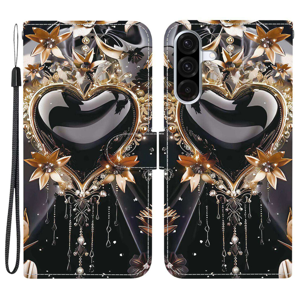 (Black Gold Heart) For Samsung Galaxy A36 5G Case Black,Gold 6914278999192