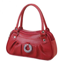 Fashion Women Solid Color Handbag Faux Leather Tote Shoulder Bag Storage Pouch
