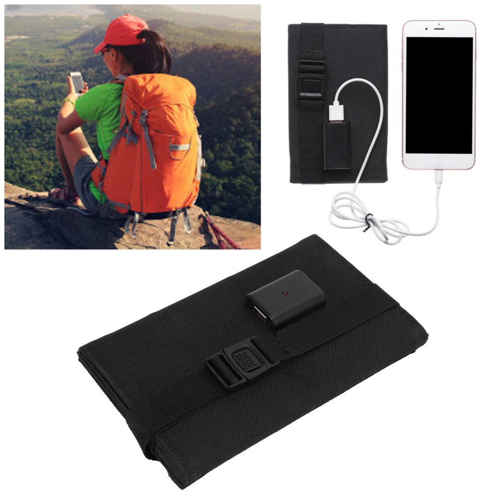 20W 5V Foldable Solar Panel Charger Portable Power Bank For Camping, 17X44.5cm Black 7681342765173