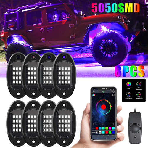 8 Kapseln RGB LED Rock Lights Kit Underglow Multicolor