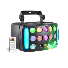 DJ Light Party Light 4-in-1 RGBW Derby Beam LED Strobe with Remote DMX Control for Wedding Club Disco Stage Lighting Black