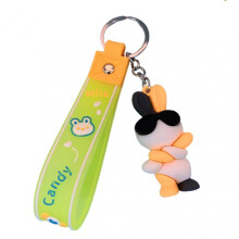 Key Chain Soft Waterproof Silicone Mini Cartoon Rabbit Lovers Bag Car Key Pendant for Women