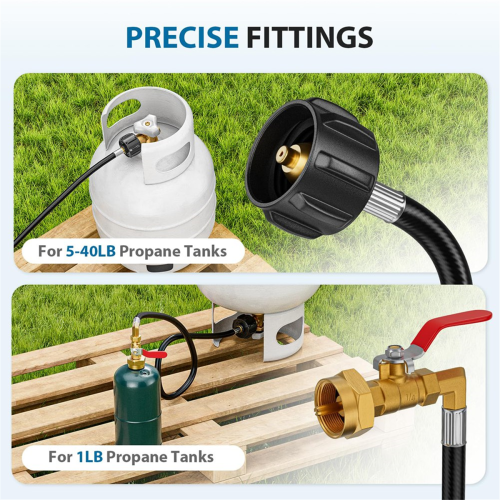 Propane Refill Adapter for 1 Lb Tanks, 3.5 FT Tank 2