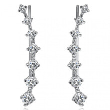 1 Pair Women Ear Climber Rhinestone Inlay Comfortable to Wear Ear Accessories Elegant Stud Earrings for Friends