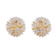 1 Pair Women Earrings Flower Design Inlaid Rhinestone Sparkling Surface All-match Sweat-proof Allergy Free Stud Earrings Jewelry Accessory