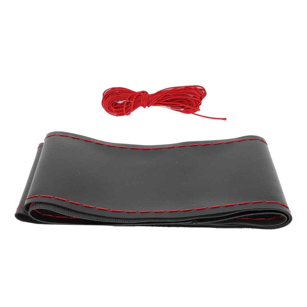 Universal Steering Wheel Cover With Needle Thread Black/Red 9387669381239